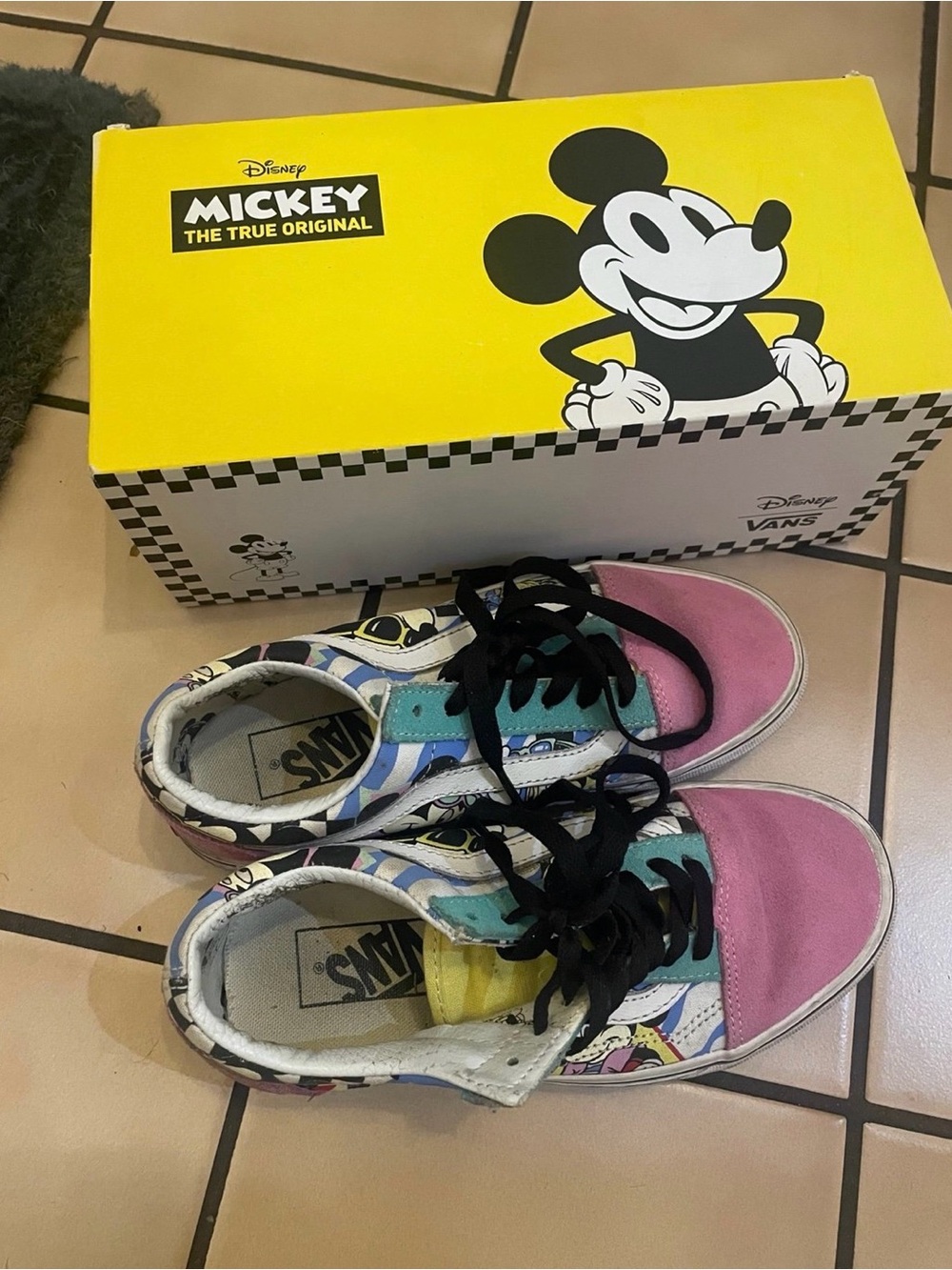 Disney Multicolor Mickey Canvas Athletic Sneakers - Pink, Teal, Yellow, Blue